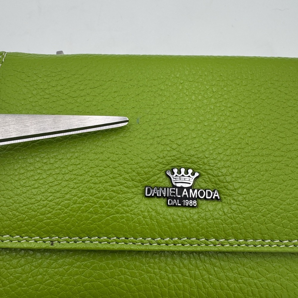 Daniel Amoda Genuine Leather Vera Pelle Tri-fold Wallet Green/Multicolor - Picture 6 of 11